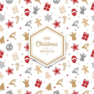 neşeli Noel altıgen desen süsleme arka plan