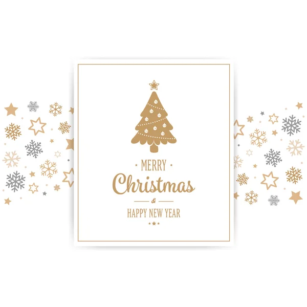 Merry Christmas card płatki śniegu gwiazd granicy tła — Wektor stockowy