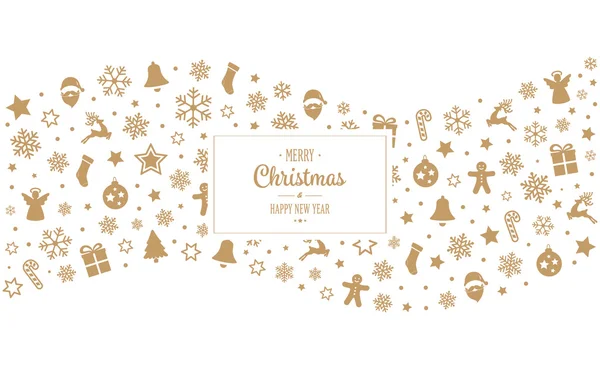 Merry christmas tpye gold decoration ornaments border — Stock Vector