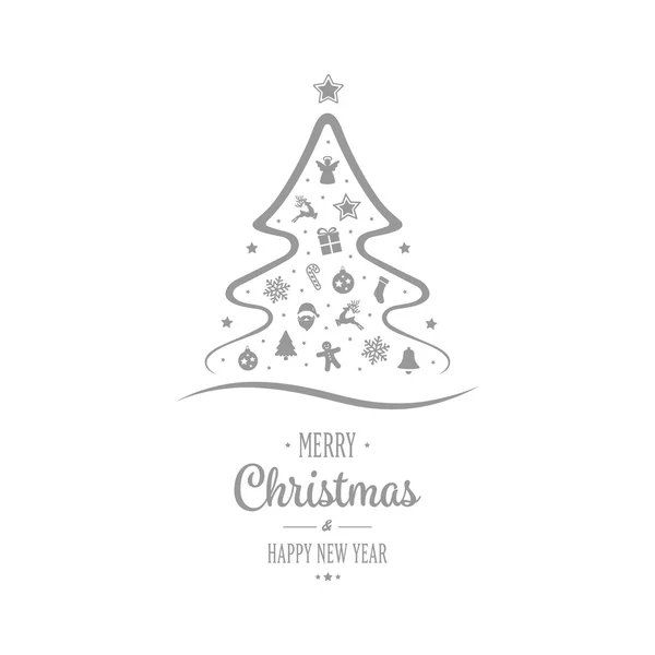 Neşeli Noel dekorasyon süs ağacı — Stok Vektör