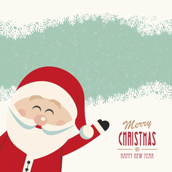 Santa claus wave side vintage merry christmas — Stock Vector