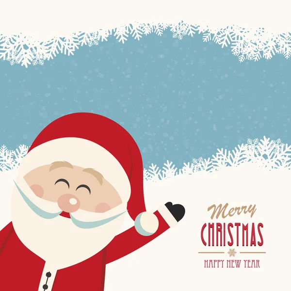 Santa claus wave side vintage merry christmas — Stock Vector
