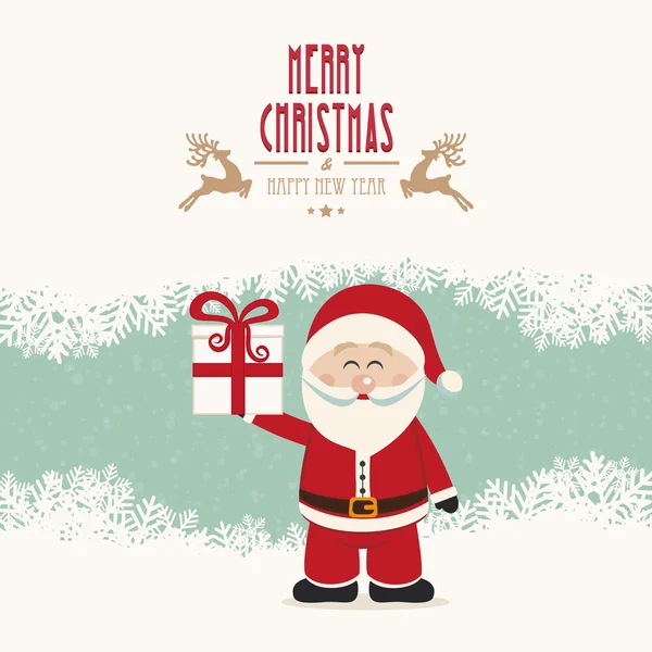 Santa claus tenir cadeau hiver vintage — Image vectorielle