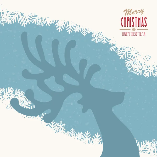 驯鹿快乐的圣诞节下雪背景 — 图库矢量图片
