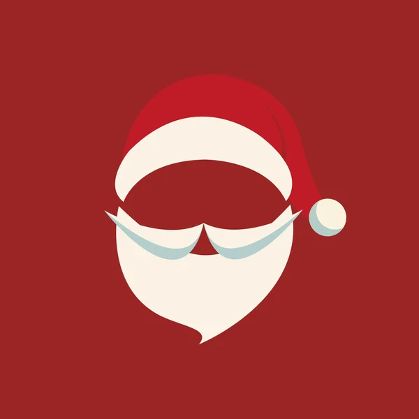 Santa hat and beard red background — Stock Vector