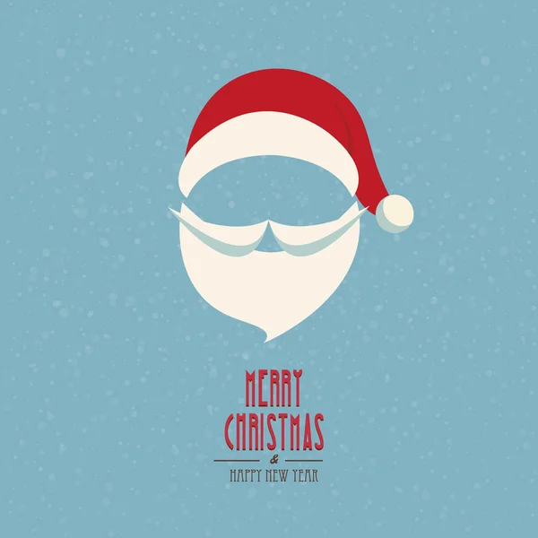 Santa kalap és szakálla havas téli háttér — Stock Vector