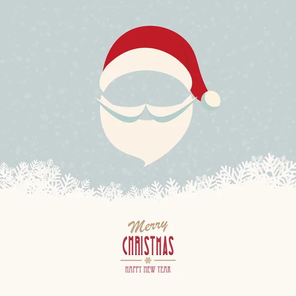 Santa kalap és szakálla havas téli háttér — Stock Vector