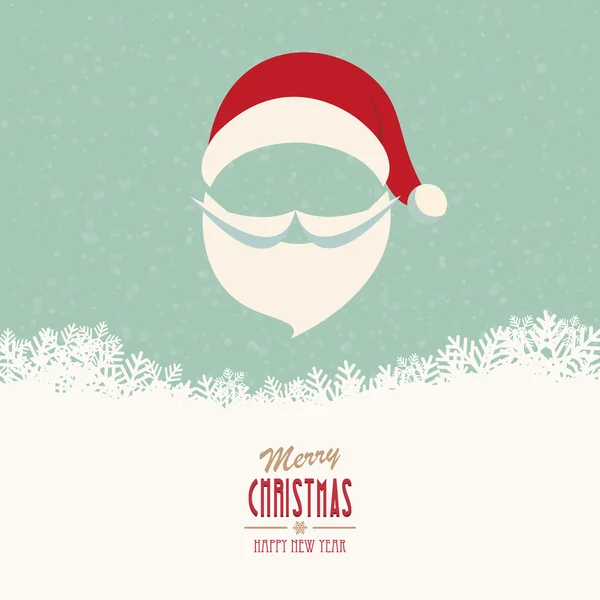 Santa şapka ve sakal karlı kış arka plan — Stok Vektör