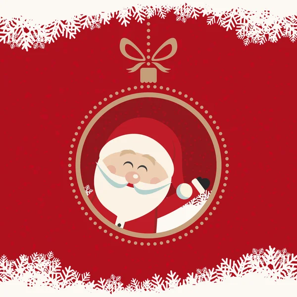 Santa claus vlna vánoční koule vločky vinobraní pozadí — Stockový vektor