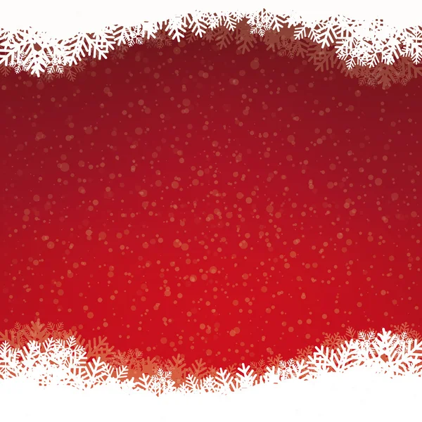 Rojo invierno copos de nieve fondo — Vector de stock