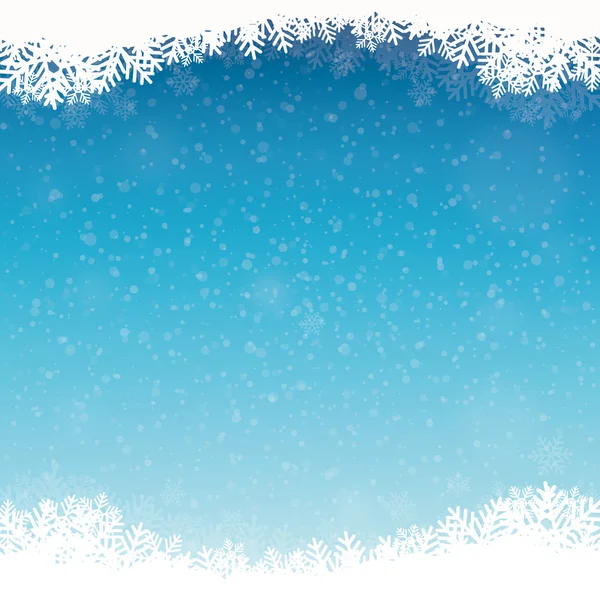 Azul invierno copos de nieve fondo — Vector de stock