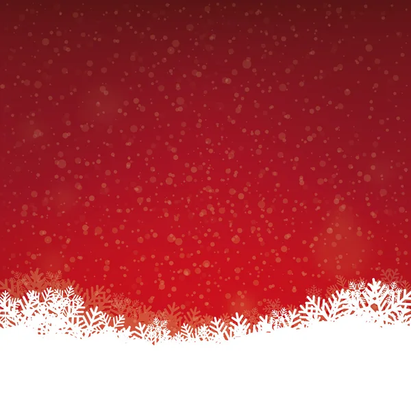 Rojo invierno copos de nieve fondo — Vector de stock