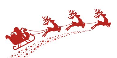 santa sleigh reindeer red silhouette clipart