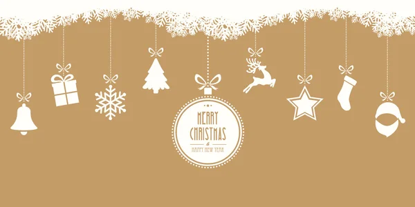 Merry christmas hanging gold background — Stock Vector