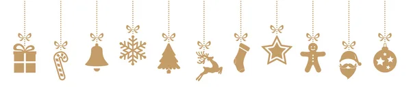 Ornamenti di Natale appeso oro isolato sfondo — Vettoriale Stock