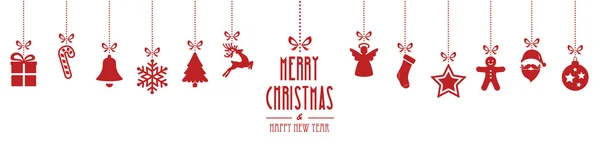 Noel süsler izole kırmızı arka plan asılı