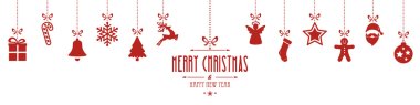 christmas ornaments hanging red isolated background clipart
