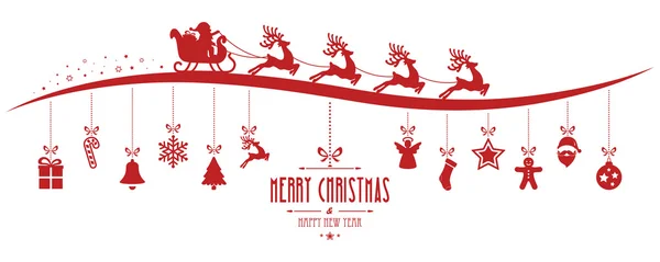 Santa claus saně vánoční prvky zavěšení gred izolované zpět — Stockový vektor
