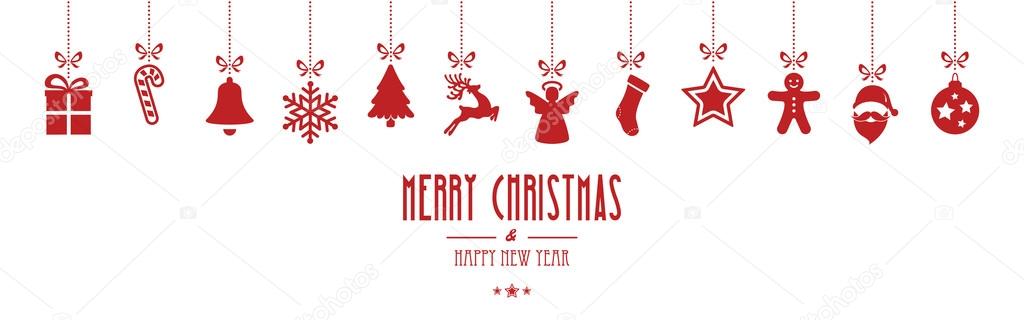 christmas ornaments hanging red isolated background