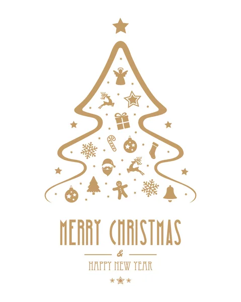 クリスマス ツリー背景分離された金の髪飾り — ストックベクタ