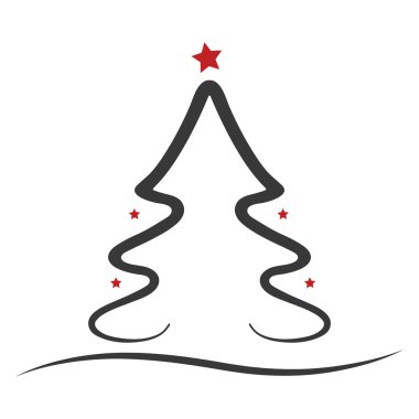 Noel ağacı kırmızı siyah izole arka plan