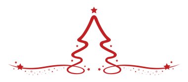 Noel ağacı satırı kırmızı yıldız çizim