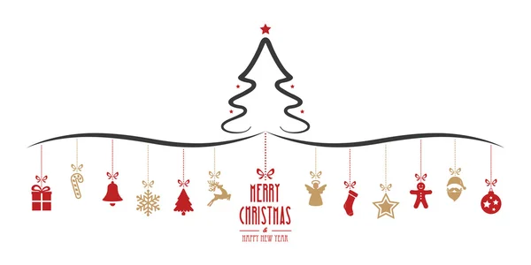 Vánoční stromeček visí dekorační prvky izolované pozadí — Stockový vektor