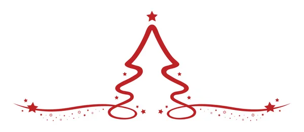 Χριστουγεννιάτικο δέντρο σχέδιο κόκκινη γραμμή αστέρια — Διανυσματικό Αρχείο