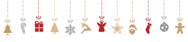 Éléments de décoration de Noël suspendus fond isolé — Image vectorielle