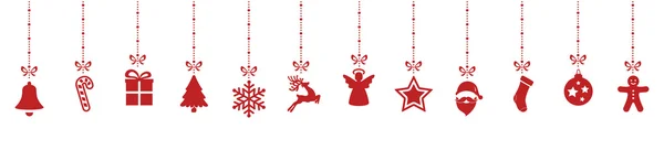 クリスマス装飾の要素が分離された背景をぶら下げ — ストックベクタ