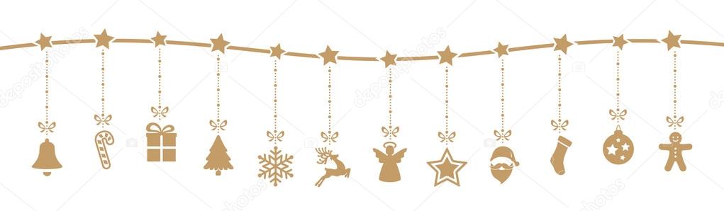 christmas decoration elements hanging isolated background