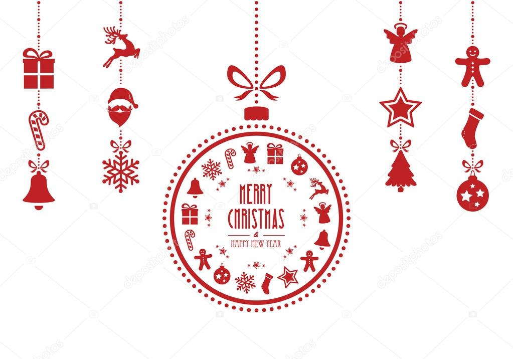 christmas bauble ornaments red isolated background