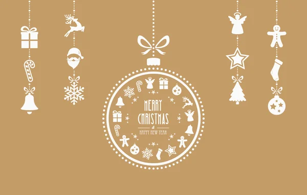 Christmas bauble ornaments gold background — Stock Vector