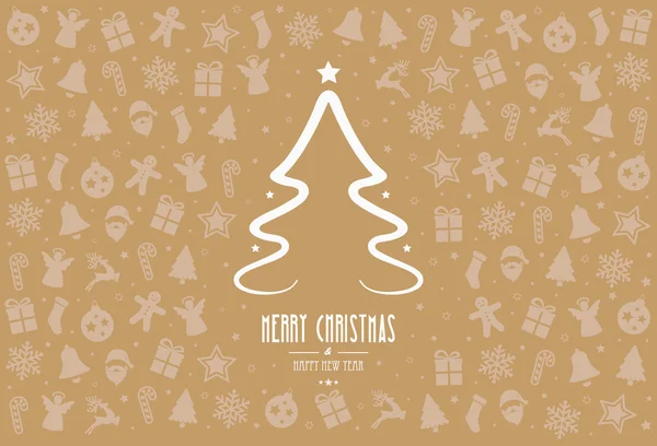 Vánoční strom dekorace prvky zlaté pozadí — Stockový vektor