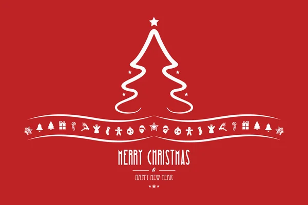 Noel ağacı süsleme öğeleri kırmızı arka plan — Stok Vektör
