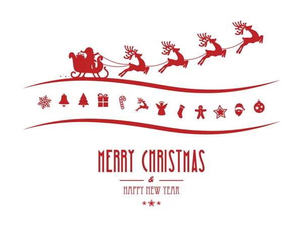 Merry christmas elementen santa slee geïsoleerd achtergrond — Stockvector