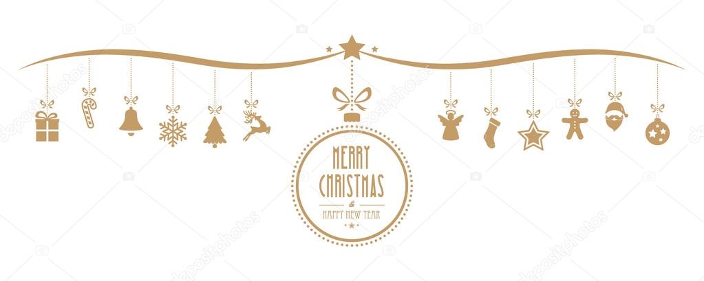 merry christmas bauble decoration elements gold isolated backgro