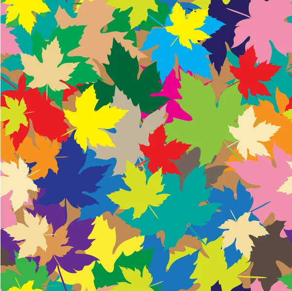 Colorful leafs on seamless background — Stock Vector