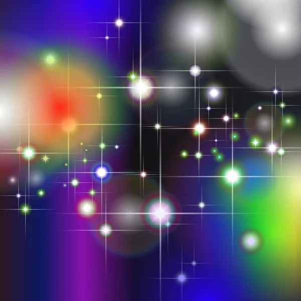 Fondo geométrico colorido abstracto con estrellas brillantes y difracción de luz . — Vector de stock