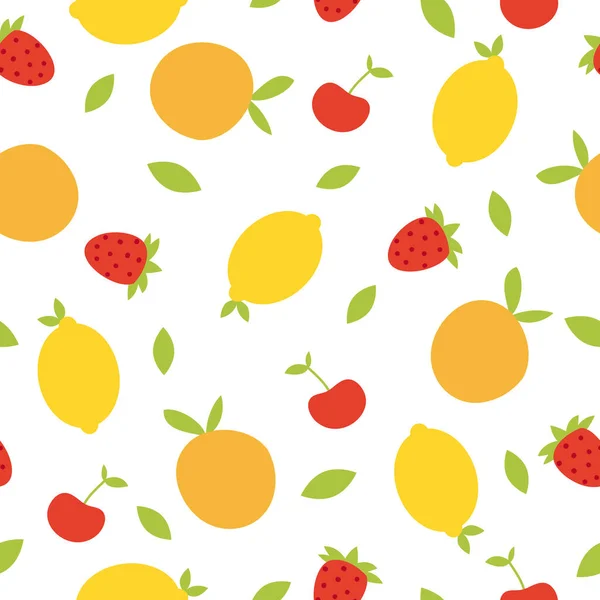 Bezbarwny Wzór Owocami Odizolowany Białym Tle Może Być Stosowany Tapet — Zdjęcie stockowe
