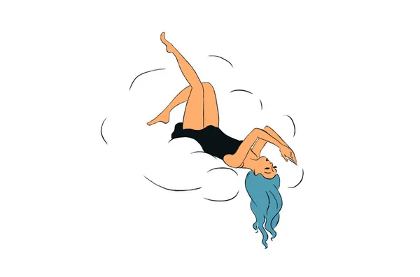  Bir kız bulutların üzerinde uçuyor ve telefonuna bir mesaj yazıyor.