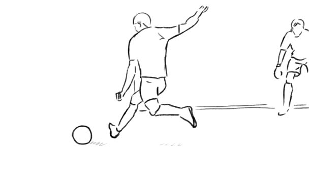 Classic Hand Drawn Animation Football Championship Player Scores Goal  Kicking — Stock Video © pittore #436585766