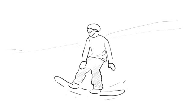 スノーボード上のトリックの古典的なアニメーション — ストック動画