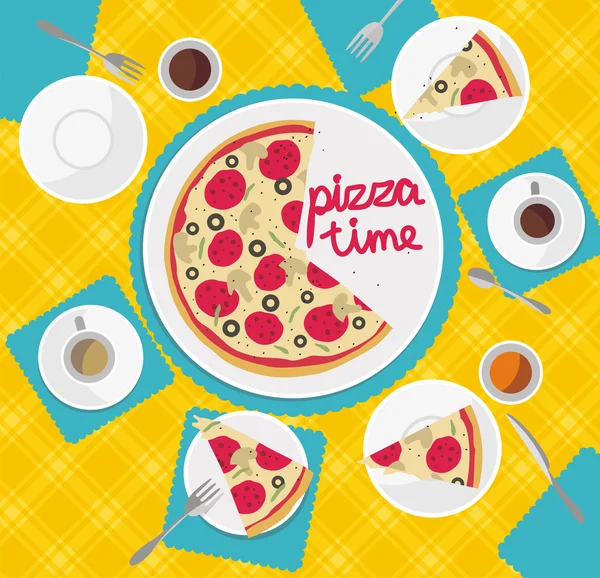 Pizza tiempo vector ilustración — Archivo Imágenes Vectoriales