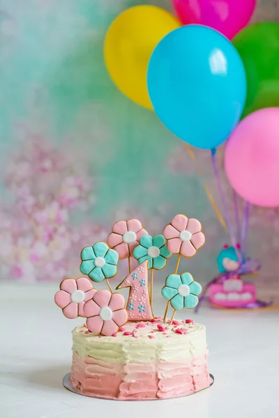 Cake for first birthday — Stock Photo, Image