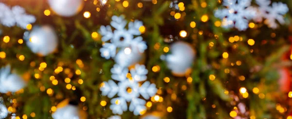 New Year Snowflake Background Lights Free Space Blur Soft Focus — Stock Photo, Image