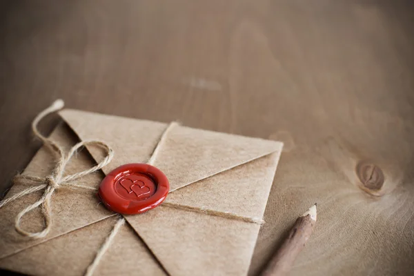 Carta de amor e lápis — Fotografia de Stock