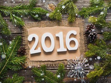 Ahşap arka plan üzerinde Oda 2016