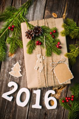 Ahşap arka plan üzerinde Oda 2016