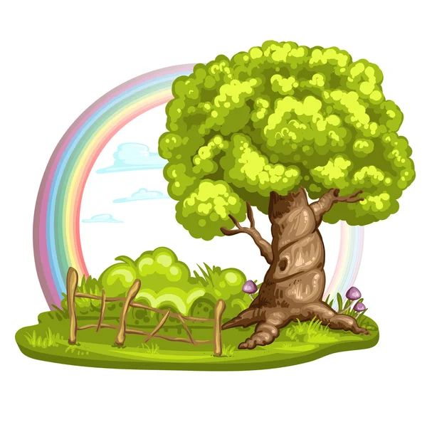 Glade verde con árbol — Vector de stock